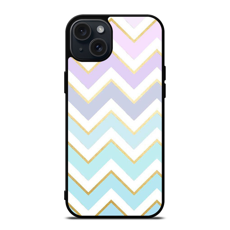 OMBRE PASTEL CHEVRON PATTERN iPhone 15 Plus Case Cover