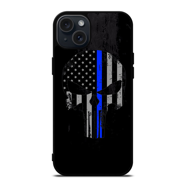 THIN BLUE LINE PUNISHER BLACK iPhone 15 Plus Case Cover