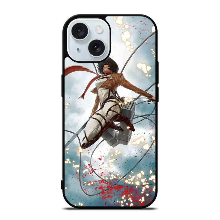 MIKASA ACKERMAN ATTACK ON TITAN iPhone 15 Case Cover MIKASA ACKERMAN ATTACK ON TITAN iPhone 15 Case Cover