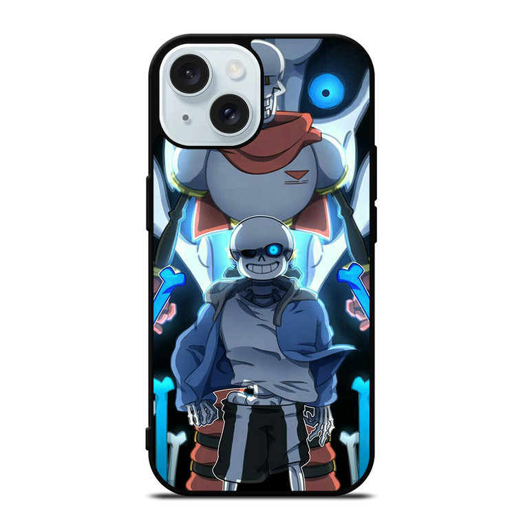 PAPYRUS AND SANS UNDERTALE SKULL iPhone 15 Case Cover