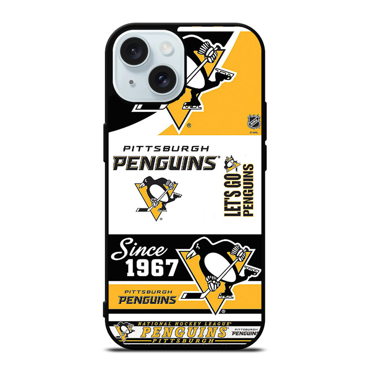 PITTSBURGH PENGUINS LOGO COLLAGE iPhone 15 Case Cover