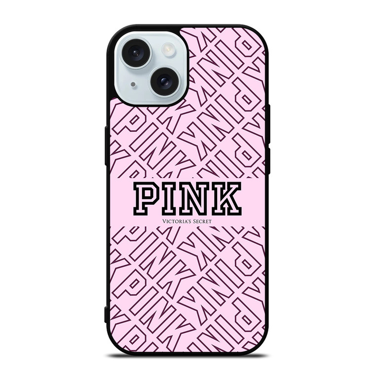 VICTORIA'S SECRET PINK LOGO PATTERN iPhone 15 Case Cover