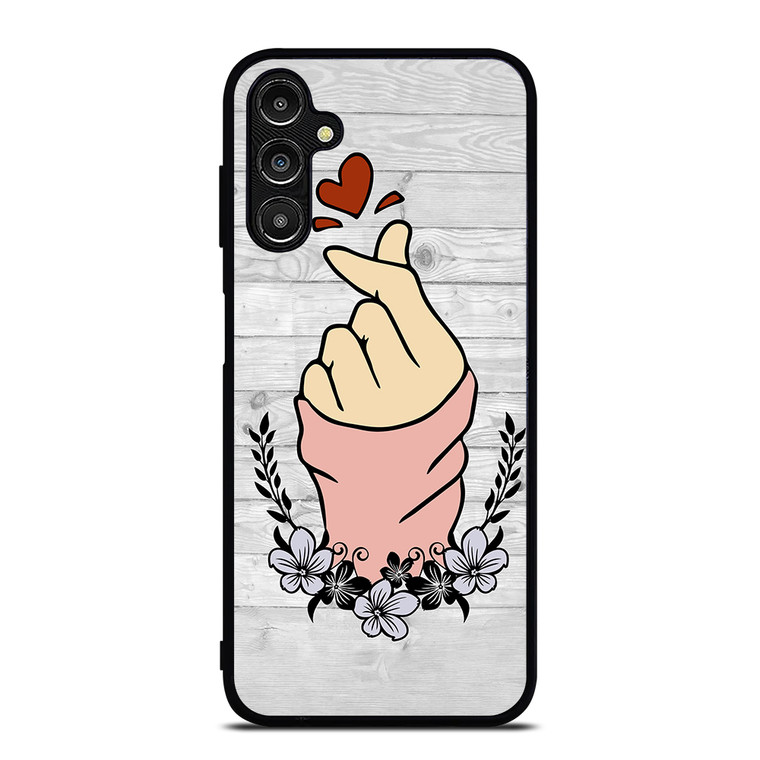 WOODEN CUTE HEART FINGER Samsung Galaxy A14 5G Case Cover