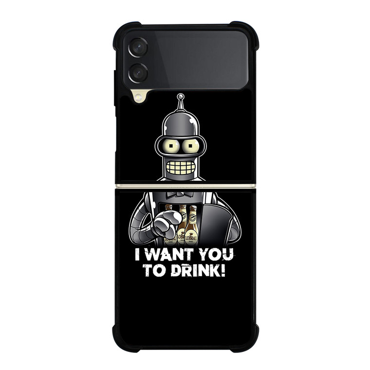 FUTURAMA BENDER I WANT YOU TO DRINK Samsung Galaxy Z Flip 3 5G Case Cover
