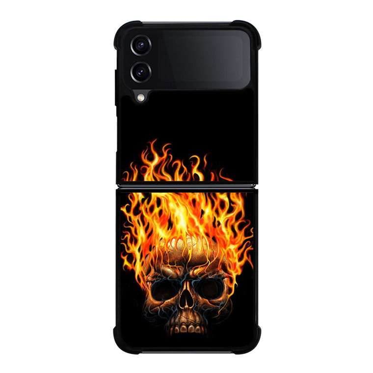 BIKER SKULL FLAMING Samsung Galaxy Z Flip 4 5G Case Cover