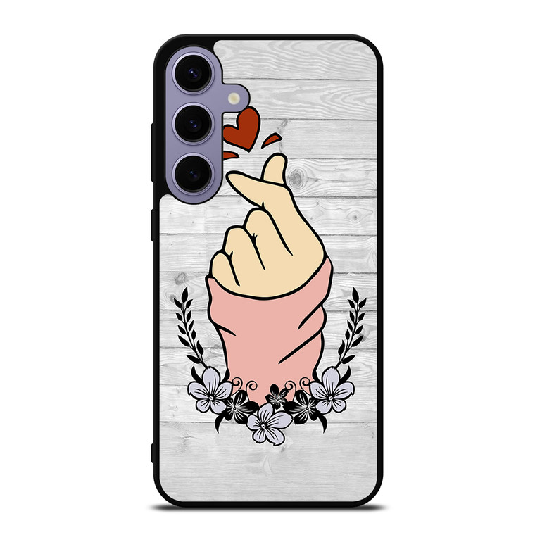 WOODEN CUTE HEART FINGER Samsung Galaxy S24 Plus Case Cover