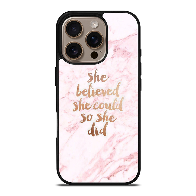 BELIEVE IN YOURSELF MARBLE iPhone 16 Pro Case Cover
