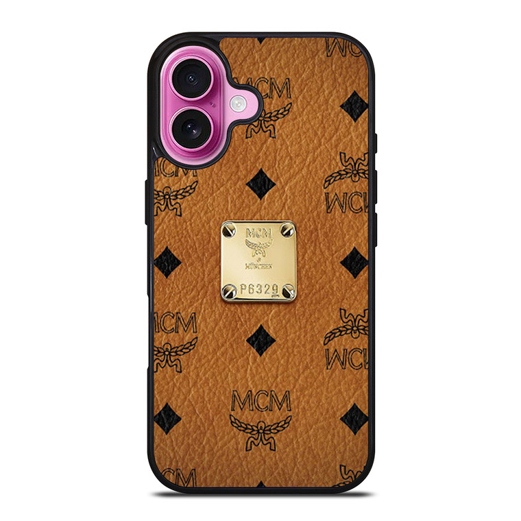 MCM WORLD WIDE BROWN LEATHER iPhone 16 Plus Case Cover