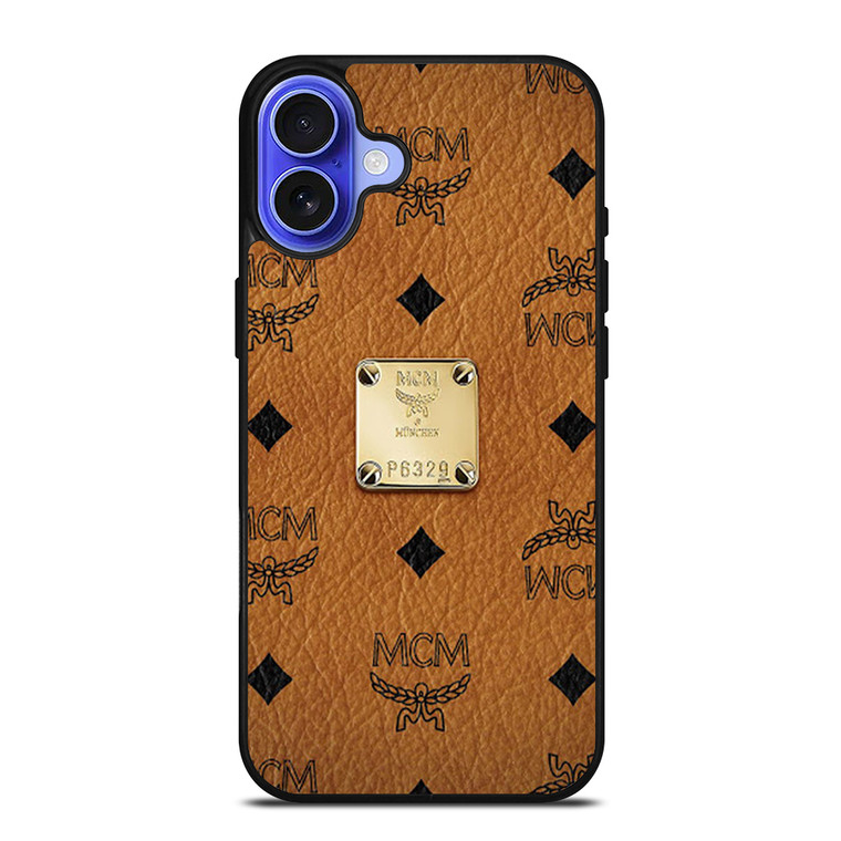 MCM WORLD WIDE BROWN LEATHER iPhone 16 Case Cover