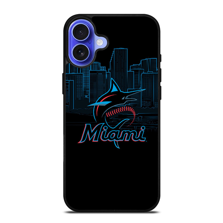 MIAMI MARLINS BLACK iPhone 16 Case Cover