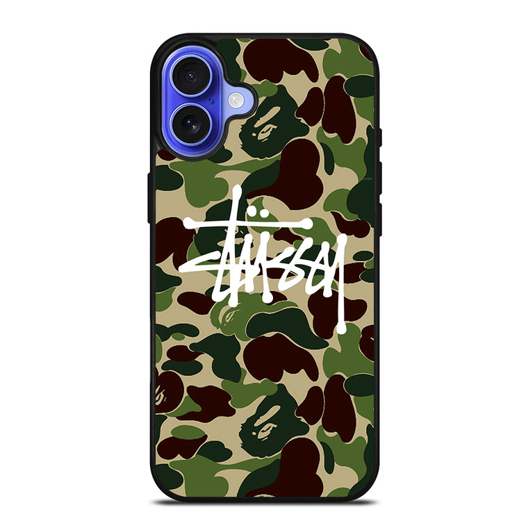 STUSSY BAPE CAMO iPhone 16 Case Cover