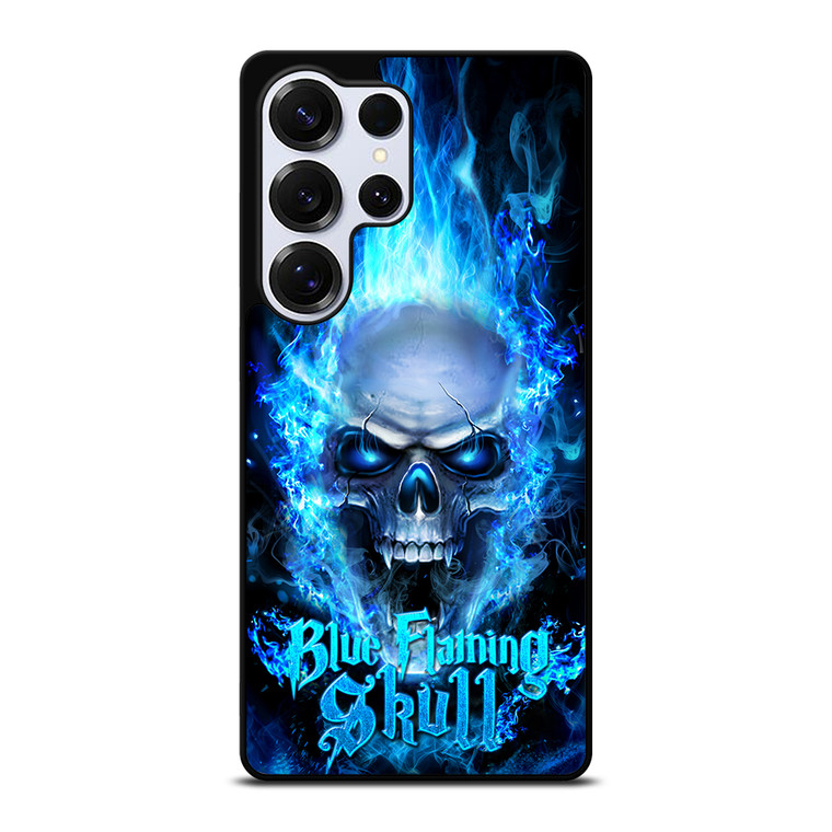 BIKER SKULL FLAMING BLUE Samsung Galaxy S25 Ultra Case Cover