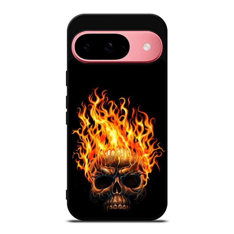 BIKER SKULL FLAMING Google Pixel 9 Case Cover