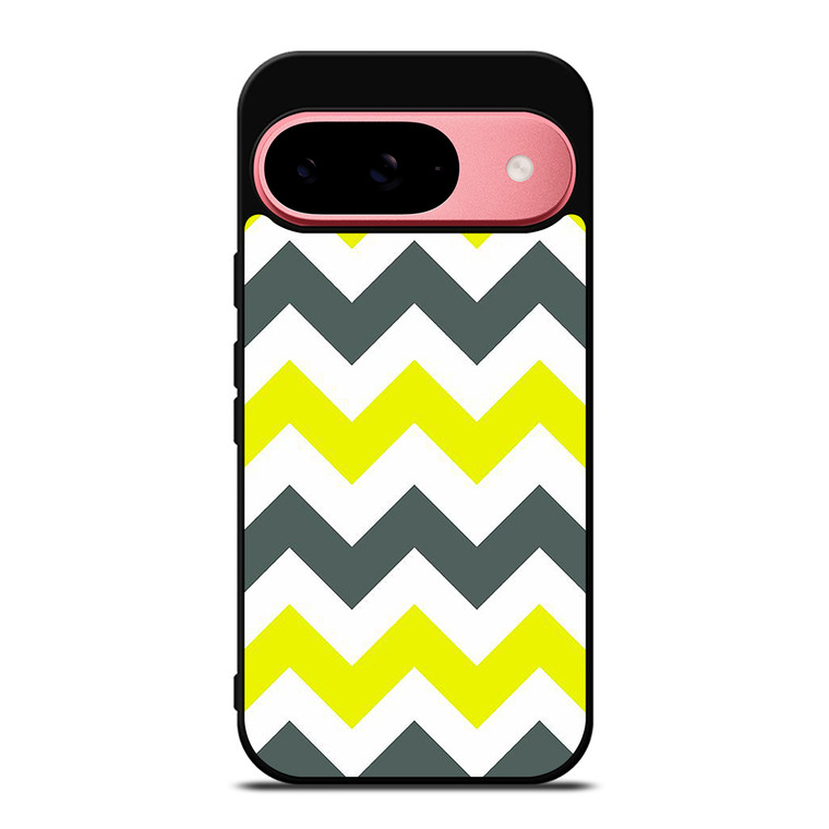 CHEVRON PATTERN YELLOW AND GREY Google Pixel 9 Case Cover