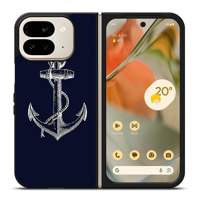 NAUTICAL ANCHOR NAVY BLUE Google Pixel 9 Pro Fold Case Cover