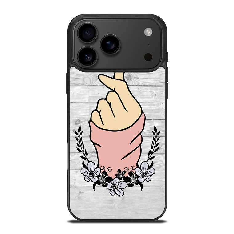 WOODEN CUTE HEART FINGER iPhone 17 Pro Max Case Cover