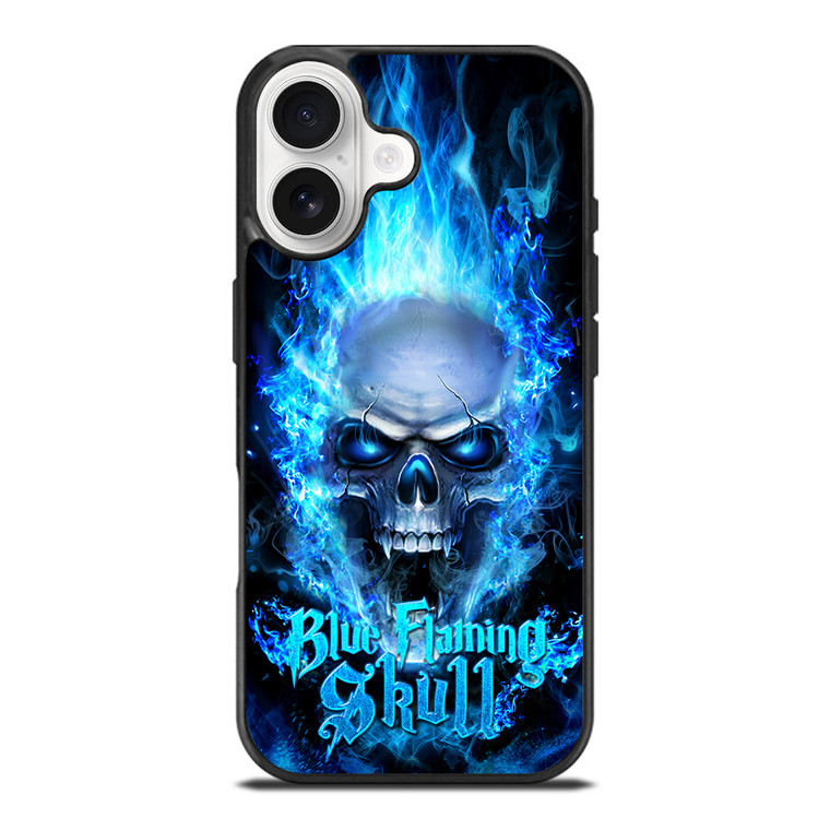 BIKER SKULL FLAMING BLUE iPhone 17 Case Cover