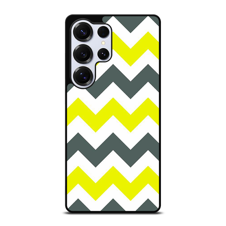 CHEVRON PATTERN YELLOW AND GREY Samsung Galaxy S26 Ultra Case Cover
