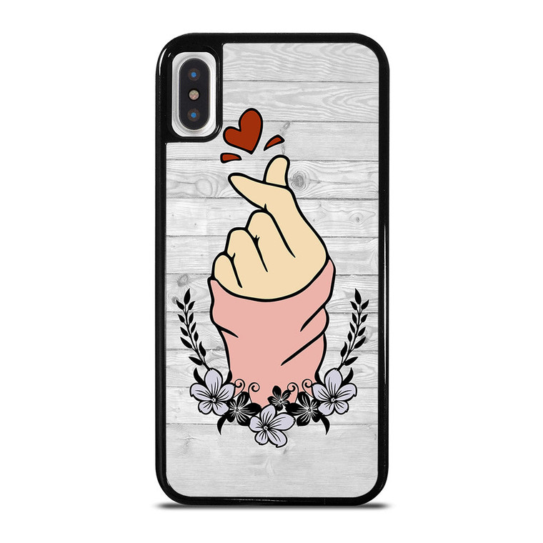 WOODEN CUTE HEART FINGER iPhone X / XS Case Cover