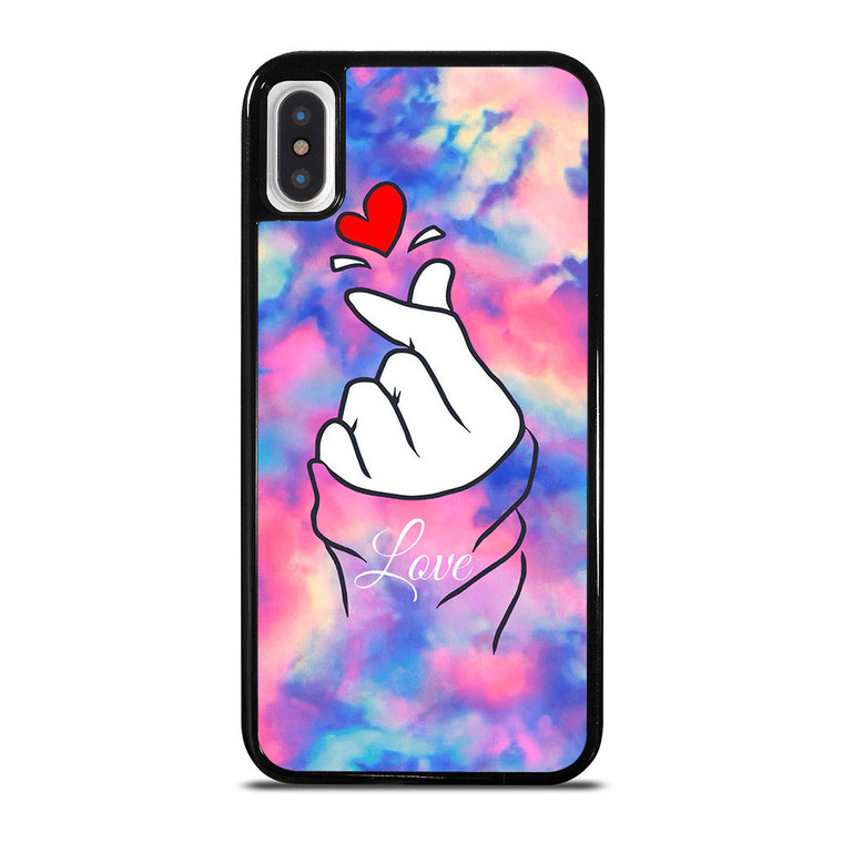 CUTE HEART FINGER MARBLE iPhone X / XS Case Cover