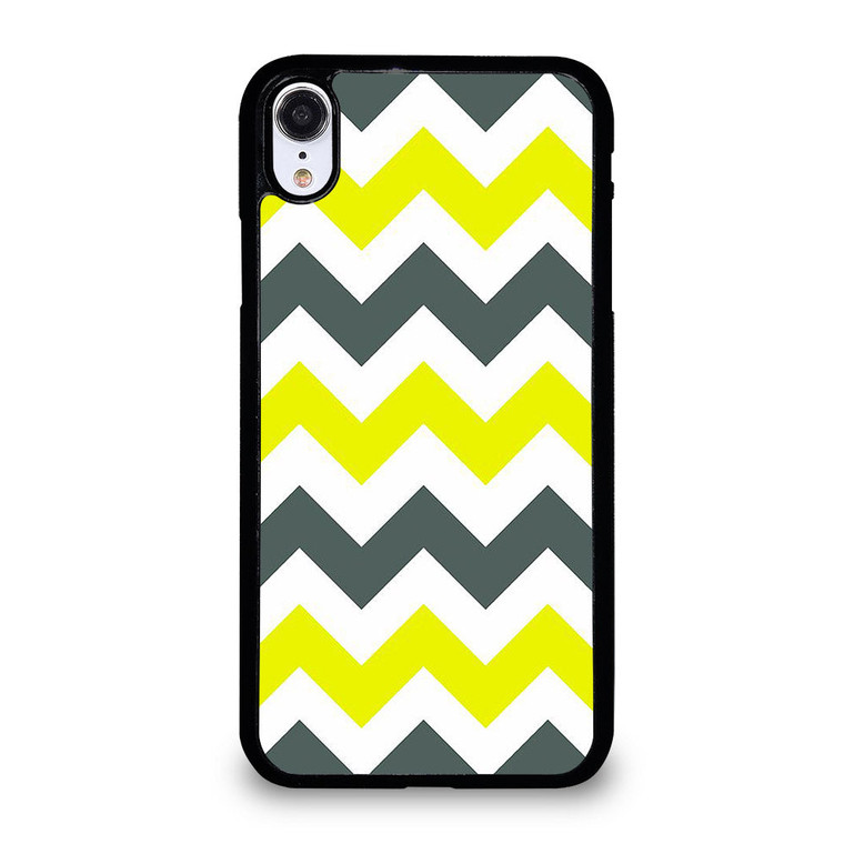 CHEVRON PATTERN YELLOW AND GREY iPhone XR Case Cover