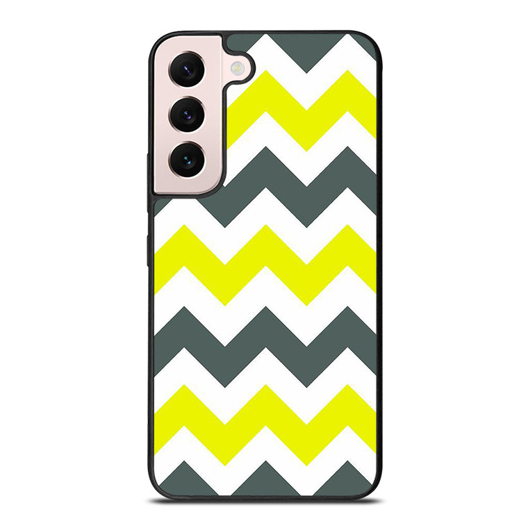 CHEVRON PATTERN YELLOW AND GREY Samsung Galaxy S22 Plus Case Cover