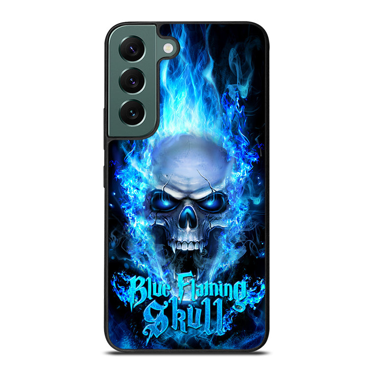 BIKER SKULL FLAMING BLUE Samsung Galaxy S22 Case Cover