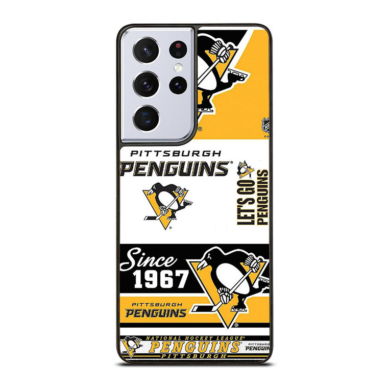 PITTSBURGH PENGUINS LOGO COLLAGE Samsung Galaxy S21 Ultra Case Cover