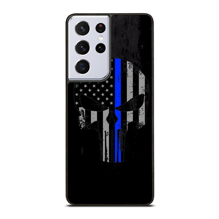 THIN BLUE LINE PUNISHER BLACK Samsung Galaxy S21 Ultra Case Cover