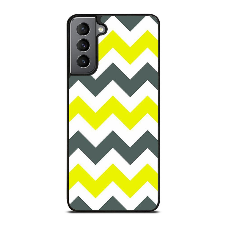 CHEVRON PATTERN YELLOW AND GREY Samsung Galaxy S21 Plus Case Cover