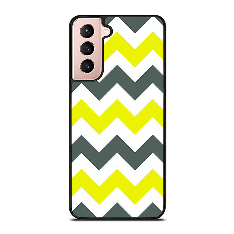 CHEVRON PATTERN YELLOW AND GREY Samsung Galaxy S21 Case Cover