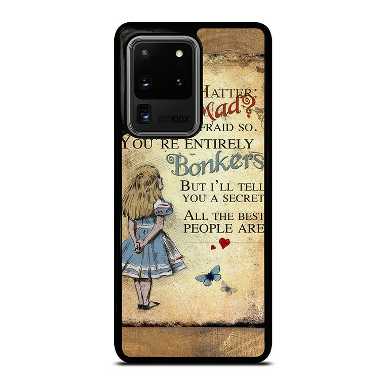 ALICE IN WONDERLAND BONKERS QUOTE Samsung Galaxy S20 Ultra Case Cover