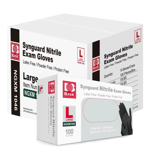 Synguard Black Nitrile Exam Gloves 5 Mil, 100/Box, 10 Boxes/Carton (1,000/Gloves)