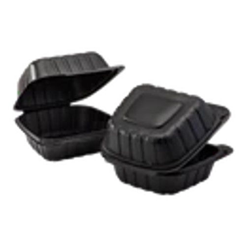 Hinged Black PP Container, 6" x 6", 200pc (100/2)