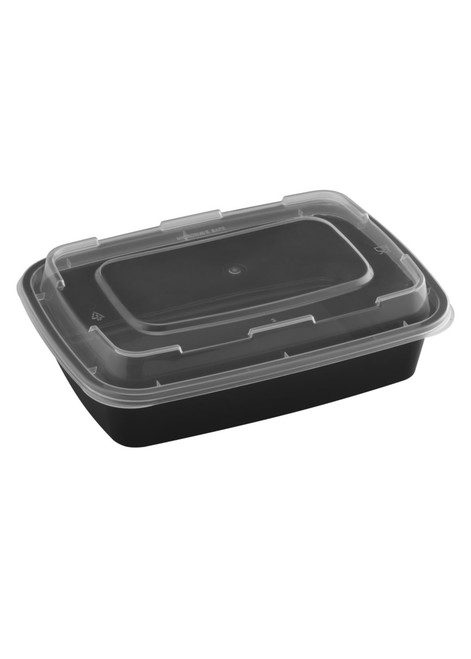 24oz Rectangular Microwaveable Container with Lid, 150 sets (50/6)