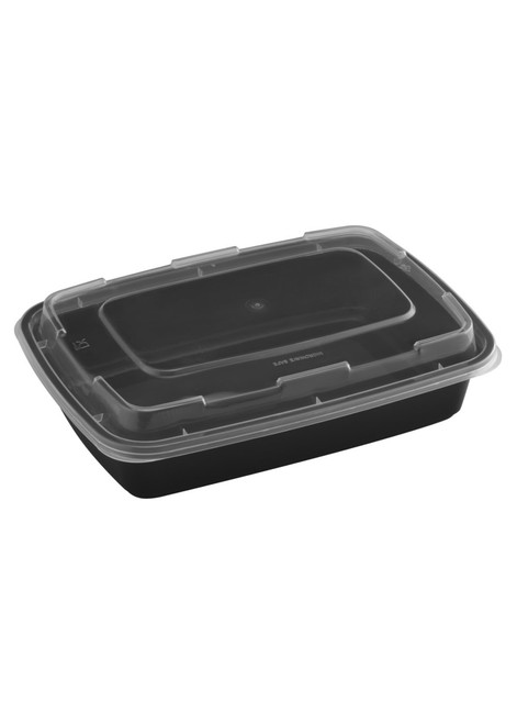 32oz Rectangular Microwaveable Container with Lid, 150 sets (50/6)