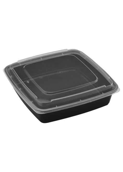 48oz Square Microwaveable Container with Lid, 150 sets (50/6)
