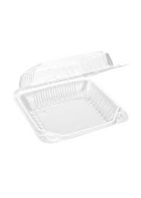 Clear Hinged PS Container, 9" x 9" 3in Tall, 200pc (200/1)