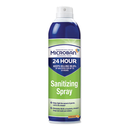 Microban 24-hour Disinfectant Sanitizing Spray, Citrus, 15 Oz Aerosol Spray, 6/carton