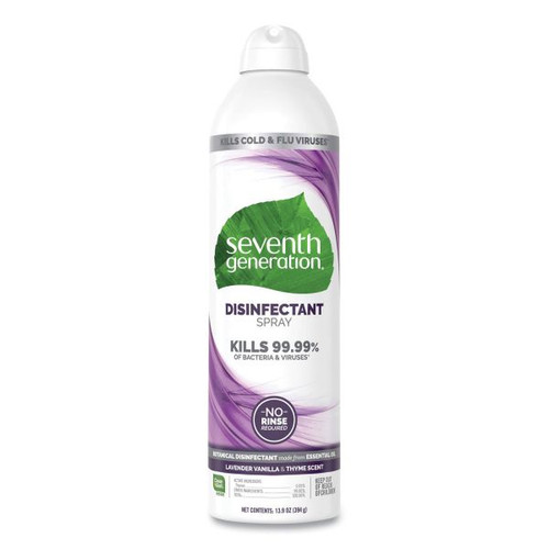 Seventh Generation Disinfectant Sprays, Lavender Vanilla/thyme, 13.9 Oz Spray Bottle, 8/carton