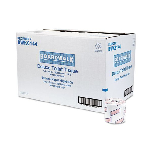 Boardwalk Toilet Paper, 2-Ply, White, 4 x 3 Sheet, 400 Sheets/Roll, 96 Rolls/Carton