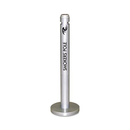Rubbermaid Commercial Smoker's Pole, Round, Steel, 0.9 gal, Silver