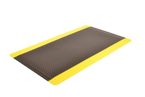 Cushion Trax® Anti-Fatigue Workstation Mat, 9/16 in x 3 ft W x 5 ft L, Vinyl/PVC Foam, Black/Yellow