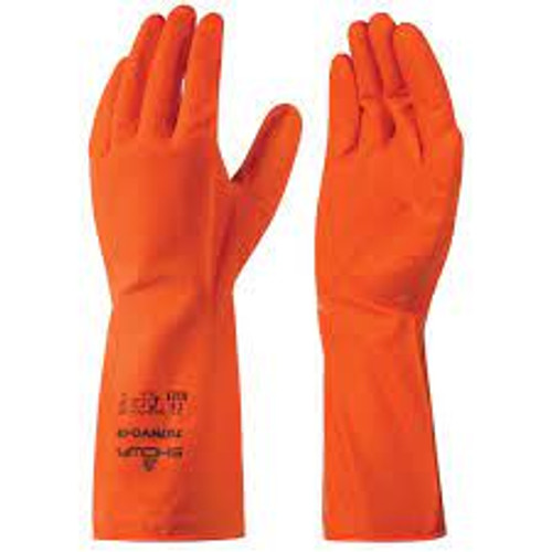SHOWA  12 Pairs Size 2XL (11), 12″ Long, 9 mil Thick, Nitrile Chemical Resistant Gloves
