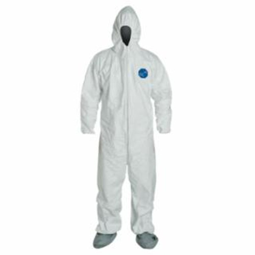 Tyvek® 400 Coverall, Serged Seams,Attached Hood, Boots, Elastic Waist/Wrist/Ankles, Front Zipper, Storm Flap, White