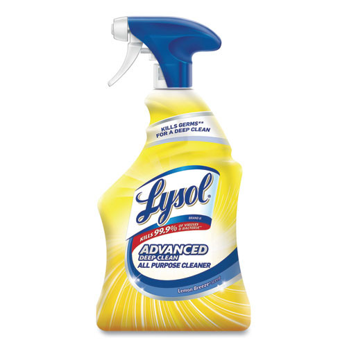 Lysol Advanced Deep Clean All Purpose Cleaner, Lemon Breeze, 32 Oz Trigger Spray Bottle, 12/carton