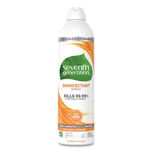 Seventh Generation Disinfectant Sprays, Fresh Citrus/thyme, 13.9 Oz, Spray Bottle, 8/carton