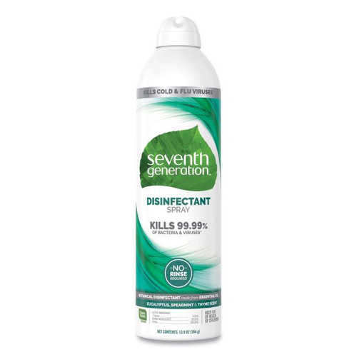 Seventh Generation Disinfectant Sprays, Eucalyptus/spearmint/thyme, 13.9 Oz Spray Bottle, 8/carton