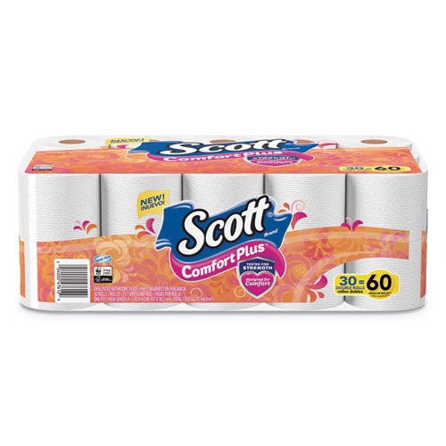 Scott Comfortplus Toilet Paper, Double Roll, Bath Tissue, Septic Safe, 1-ply, White, 231 Sheets/roll, 12 Rolls/pack