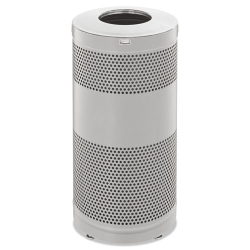Rubbermaid Classics Open Top Waste Receptacle, 51 Gal, Stardust Silver Metallic With Black Lid